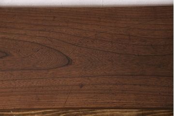 ケヤキ材一枚板　杢目が魅力的なリメイク鉄脚ベンチ(板座チェア、椅子)(2)