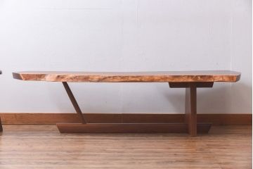 中古美品　ジョージナカシマ　桜製作所　クラロウォールナット材　MINGURENII COFFEE TABLE 　コーヒーテーブル(ジョージ・ナカシマ、ミングレンII、センターテーブル、ローテーブル、机)(定価約95万円)