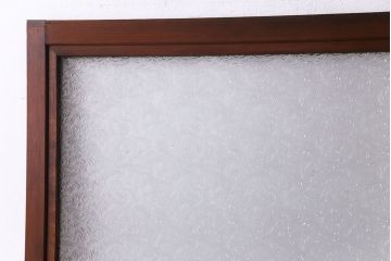 花模様プレスガラス入り　希少な花模様のプレスガラスが目を引く帯戸(ガラス帯戸、ガラス戸、引き戸、建具)2枚セット