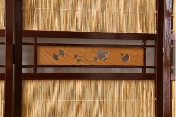 アンティーク雑貨　昭和中期　透かし彫りが上品な四連折り畳み式パーテーション(衝立、仕切り)