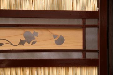 アンティーク雑貨　昭和中期　透かし彫りが上品な四連折り畳み式パーテーション(衝立、仕切り)