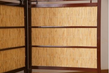 アンティーク雑貨　昭和中期　透かし彫りが上品な四連折り畳み式パーテーション(衝立、仕切り)