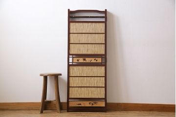 アンティーク雑貨　昭和中期　透かし彫りが上品な四連折り畳み式パーテーション(衝立、仕切り)