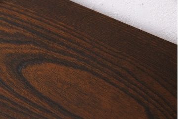 明治大正期　ケヤキ材一枚板　ダイナミックな木目が魅力のリメイク鉄脚ベンチ(板座チェア、椅子)