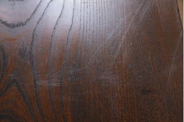 明治大正期　ケヤキ材一枚板　ダイナミックな木目が魅力のリメイク鉄脚ベンチ(板座チェア、椅子)