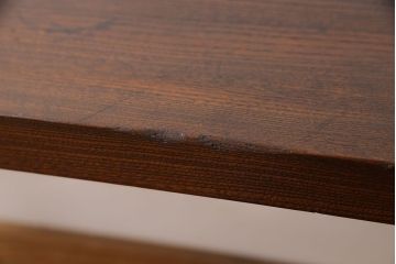 明治大正期　ケヤキ材一枚板　ダイナミックな木目が魅力のリメイク鉄脚ベンチ(板座チェア、椅子)