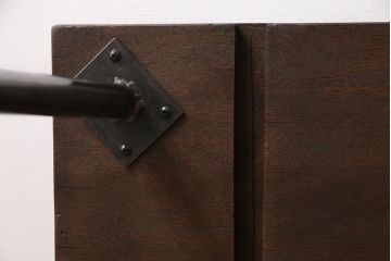 アンティーク家具　昭和中期　古材使用　シンプルなデザインが使いやすい鉄脚ベンチ(板座チェア、椅子)(2)