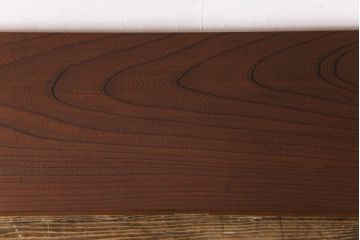 大正昭和初期　ケヤキ材一枚板　ダイナミックな木目が目を引くリメイク鉄脚ベンチ(板座チェア、椅子)