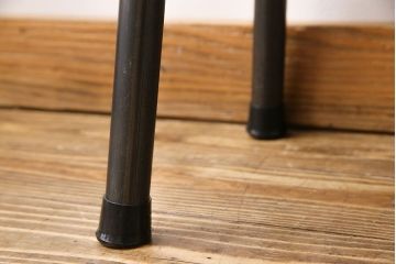 大正昭和初期　ケヤキ材一枚板　ダイナミックな木目が目を引くリメイク鉄脚ベンチ(板座チェア、椅子)