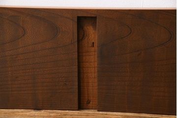 大正昭和初期　ケヤキ材一枚板　ダイナミックな木目が目を引くリメイク鉄脚ベンチ(板座チェア、椅子)