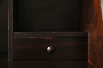 中古　民芸家具　木材の濃淡が味わい深いライティングビューロー(簿記机、在宅ワーク、在宅用デスク、チェスト)