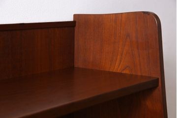 ヴィンテージ家具　北欧ビンテージ　デンマーク　チーク材　おしゃれで機能的な鏡付きビューロー(デスク、在宅ワーク、在宅用ドレッサー、ドレッシングチェスト、本棚)