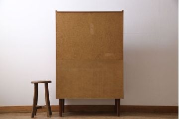 ヴィンテージ家具　北欧ビンテージ　デンマーク　チーク材　おしゃれで機能的な鏡付きビューロー(デスク、在宅ワーク、在宅用ドレッサー、ドレッシングチェスト、本棚)