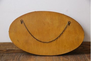 アンティーク雑貨　イギリスビンテージ　シックな空間にぴったりのカットガラスオーバルミラー(鏡)(1)