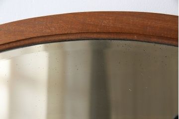 アンティーク雑貨　イギリスアンティーク　マホガニー材　温かみのある木の風合いが魅力のオーバルミラー(ウォールミラー、壁掛け鏡)