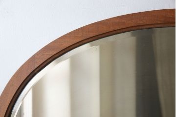 アンティーク雑貨　イギリスアンティーク　マホガニー材　温かみのある木の風合いが魅力のオーバルミラー(ウォールミラー、壁掛け鏡)