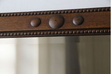 アンティーク雑貨　イギリスヴィンテージ　個性的なフレームが目を惹くオクタゴナルミラー(ウォールミラー、壁掛け鏡、ビンテージ)