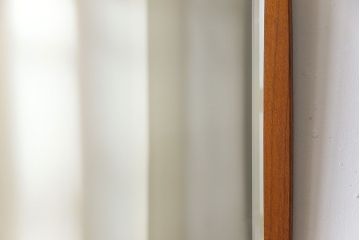 アンティーク雑貨　【O様ご成約済み】北欧ヴィンテージ　シンプルなフレームのスクエアミラー(ウォールミラー、壁掛け鏡、ビンテージ)