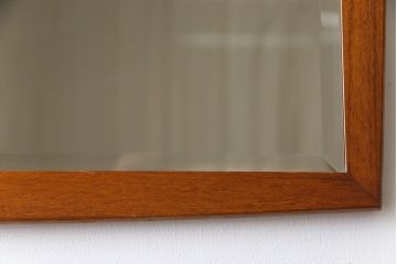 アンティーク雑貨　【O様ご成約済み】北欧ヴィンテージ　シンプルなフレームのスクエアミラー(ウォールミラー、壁掛け鏡、ビンテージ)