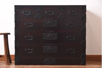 中古　岩谷堂箪笥　北国1号　鳳凰紋様の金具が豪華な整理箪笥(和タンス、チェスト)