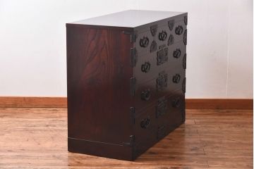 中古　岩谷堂箪笥　北国1号　鳳凰紋様の金具が豪華な整理箪笥(和タンス、チェスト)