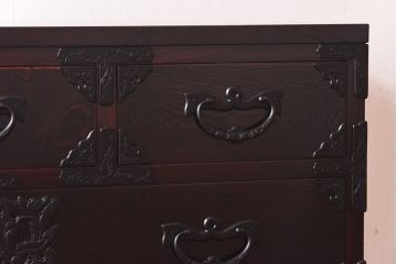 中古　岩谷堂箪笥　北国1号　鳳凰紋様の金具が豪華な整理箪笥(和タンス、チェスト)
