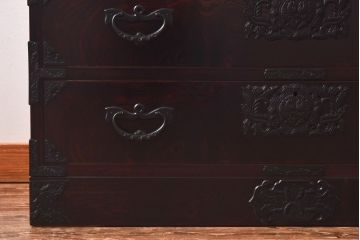 中古　岩谷堂箪笥　北国1号　鳳凰紋様の金具が豪華な整理箪笥(和タンス、チェスト)