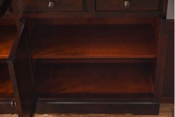 中古　北海道民芸家具　高級感のある色合いのHM165K食器棚(カップボード、キャビネット)(定価約57万円)