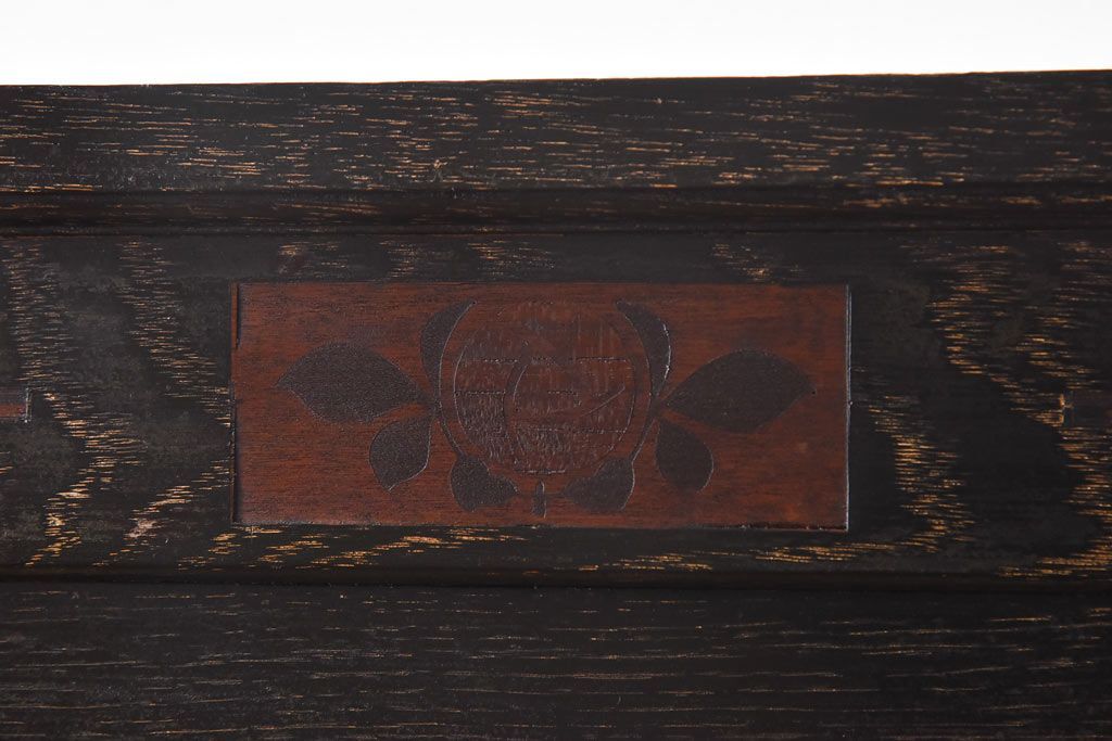 アンティーク家具　和製アンティーク　ナラ材　大正ロマン香る縦型ガラスケース(コレクションラック、陳列棚)