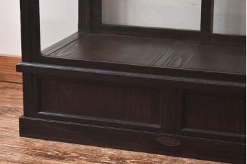 アンティーク家具　和製アンティーク　ナラ材　大正ロマン香る縦型ガラスケース(コレクションラック、陳列棚)