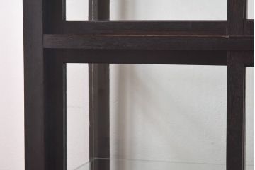 アンティーク家具　和製アンティーク　ナラ材　大正ロマン香る縦型ガラスケース(コレクションラック、陳列棚)