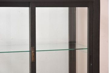 アンティーク家具　和製アンティーク　ナラ材　大正ロマン香る縦型ガラスケース(コレクションラック、陳列棚)