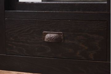 アンティーク家具　和製アンティーク　ナラ材　大正ロマン香る縦型ガラスケース(コレクションラック、陳列棚)