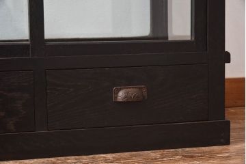アンティーク家具　和製アンティーク　ナラ材　大正ロマン香る縦型ガラスケース(コレクションラック、陳列棚)