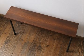 アンティーク雑貨　ラフジュ工房オリジナル　ヒバ材　飾り台にも使える鉄脚ベンチ(花台、チェア)(1)