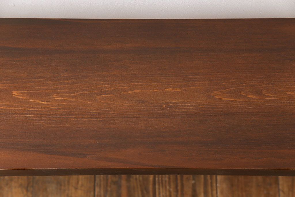 アンティーク雑貨　ラフジュ工房オリジナル　ヒバ材　飾り台にも使える鉄脚ベンチ(花台、チェア)(1)