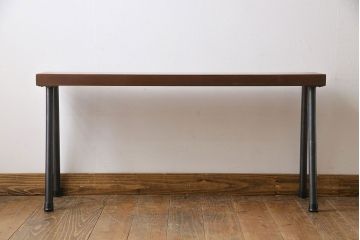 アンティーク雑貨　ラフジュ工房オリジナル　ヒバ材　飾り台にも使える鉄脚ベンチ(花台、チェア)(1)