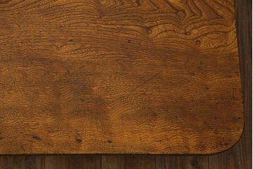レトロ家具　昭和レトロ　栓材一枚板　懐かしさ漂う味わい深い風合いのちゃぶ台(座卓、折りたたみ机、ローテーブル)