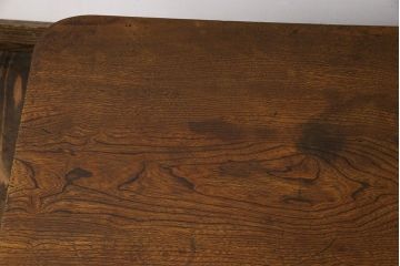 レトロ家具　昭和レトロ　栓材一枚板　懐かしさ漂う味わい深い風合いのちゃぶ台(座卓、折りたたみ机、ローテーブル)