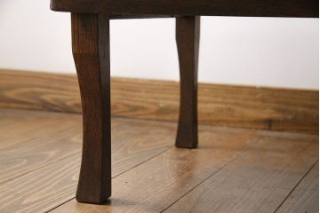 レトロ家具　昭和レトロ　栓材一枚板　懐かしさ漂う味わい深い風合いのちゃぶ台(座卓、折りたたみ机、ローテーブル)