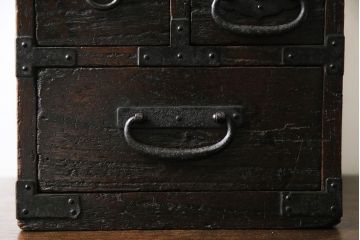 アンティーク雑貨　古民具・骨董　桐材　古い趣が和の雰囲気を高める硯箱(小引き出し、小物入れ)