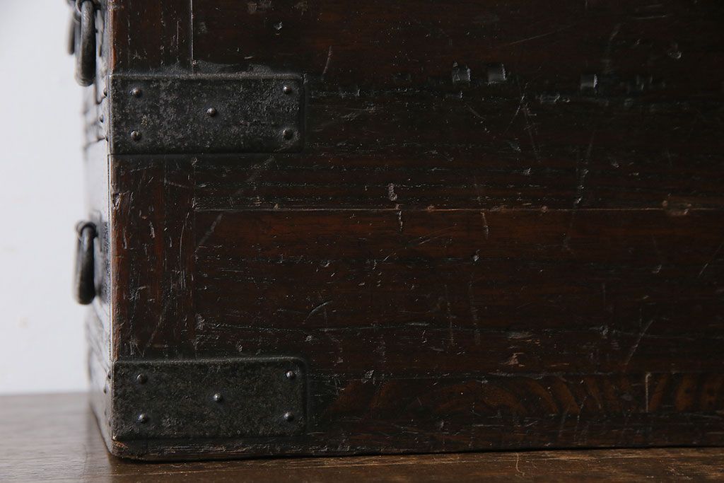 アンティーク雑貨　古民具・骨董　桐材　古い趣が和の雰囲気を高める硯箱(小引き出し、小物入れ)