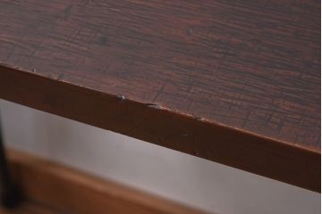 リメイク　朴材一枚板　味わいある古材を使用した鉄脚テーブル(作業台、花台、カフェテーブル)