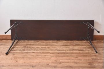 リメイク　朴材一枚板　味わいある古材を使用した鉄脚テーブル(作業台、花台、カフェテーブル)