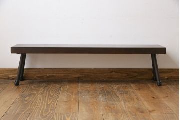 ラフジュ工房オリジナル　ヒバ材　鉄脚がインダストリアルな雰囲気の花台(鉄脚ベンチ、飾り台、ローテーブル)(2)