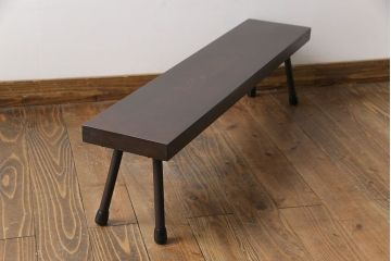 ラフジュ工房オリジナル　ヒバ材　鉄脚がインダストリアルな雰囲気の花台(鉄脚ベンチ、飾り台、ローテーブル)(2)