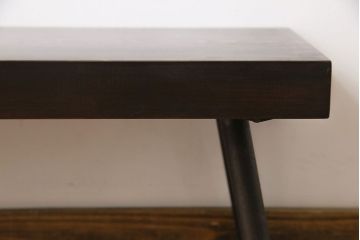 ラフジュ工房オリジナル　ヒバ材　鉄脚がインダストリアルな雰囲気の花台(鉄脚ベンチ、飾り台、ローテーブル)(2)