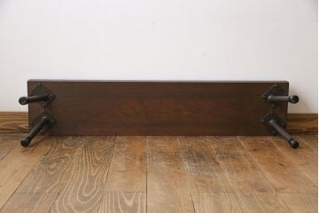 ラフジュ工房オリジナル　ヒバ材　鉄脚がインダストリアルな雰囲気の花台(鉄脚ベンチ、飾り台、ローテーブル)(2)