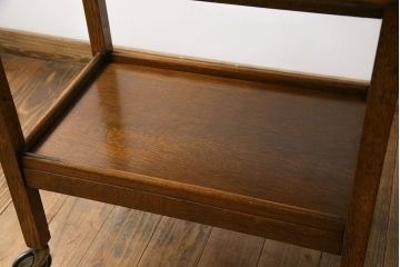 レトロ家具　イギリスビンテージ　オーク材　天板拡張式のレトロなトロリー(キッチンワゴン、サイドテーブル)