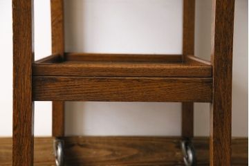 レトロ家具　イギリスビンテージ　オーク材　天板拡張式のレトロなトロリー(キッチンワゴン、サイドテーブル)